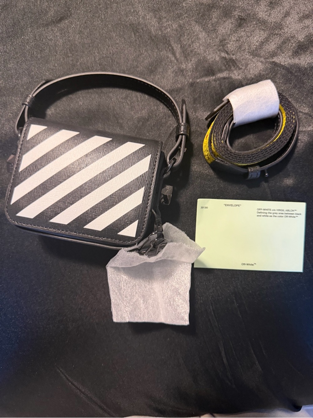 Off-White Black and White Diagonal Stripe mini Crossbody Bag